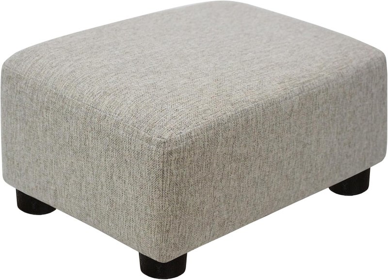 CAROLMADE  pouf صغير مع أرجل تحت المكتب مسند للقدم لغرفة المعيشة وغرفة النوم والمكتب، كتان-بيج - Image 1